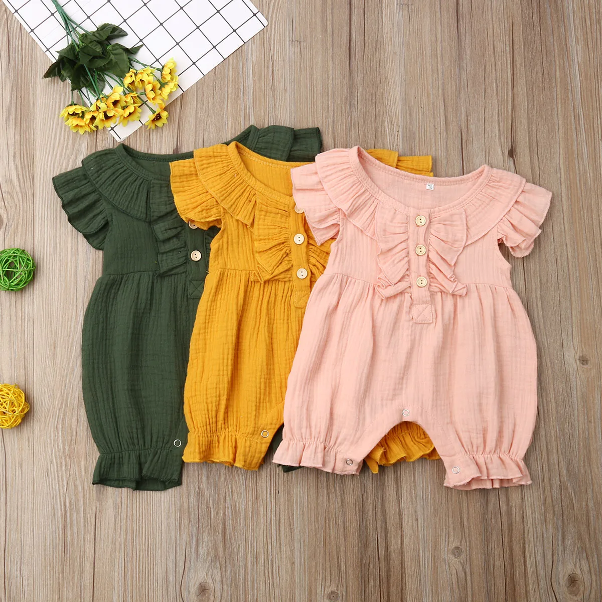 Летний хлопковый комбинезон для новорожденных мальчиков и девочек свободный