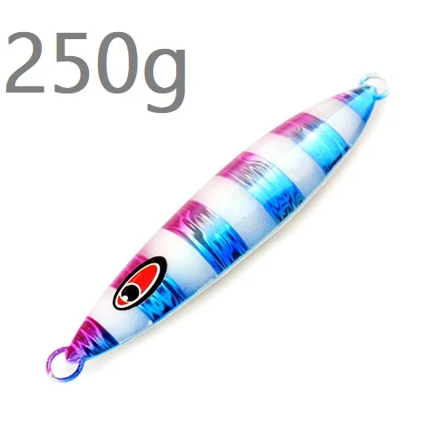 250g-006 3D eyes 1 шт. 80 г-250 г Лазерная задняя светящаяся металлическая приманка-джиг, ложка, нож с блестками, искусственная жесткая приманка для морской рыбалки - Цвет: 250g-006