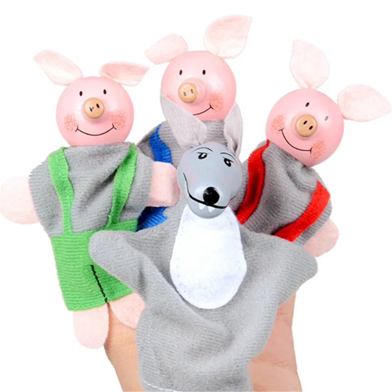 4pcs Забавные детские персонажи животных из мультфильмов; пальчиковые куклы; театральное шоу; мягкие куклы; реквизит для детей; Игрушки для раннего образования; реквизит для рассказов - Цвет: 4pcs