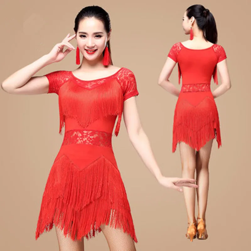

performance clothing tassel skirt square Latin dance clothing female adult new dance performance dress