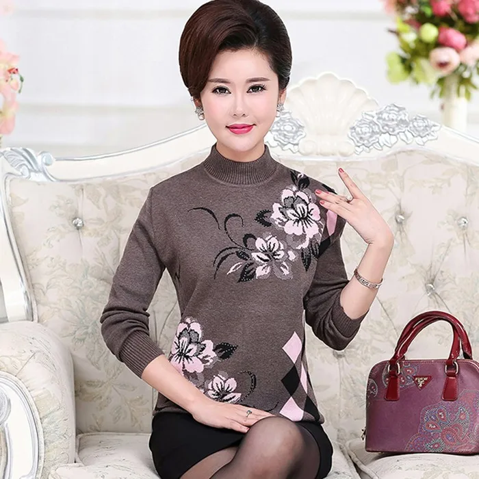 Новинка 2021 модные пуловеры для мам Осень-зима длинный рукав водолазка свитер