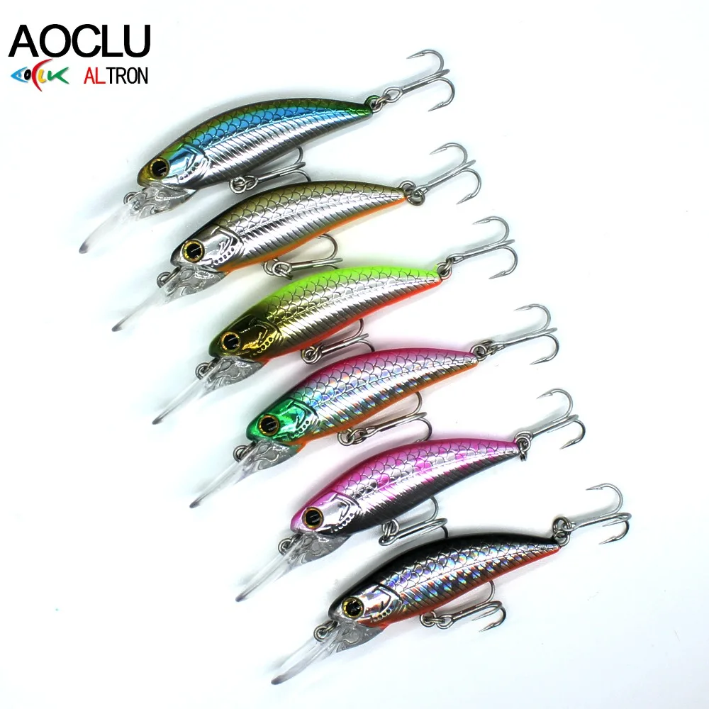 

AOCLU wobbler 6pcs/lot 6 Colors 50mm 3.5g Hard Bait Minnow Crankbait Fishing lures Bass Fresh Salt water VMC hooks tackle