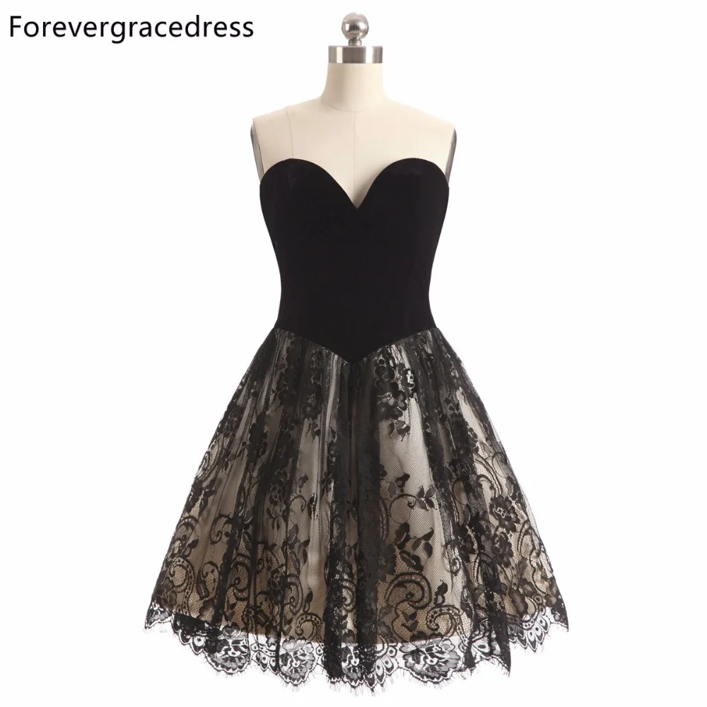 Forevergracedress 2017 линия черный Цвет Кружева коктейльное платье пикантные без рукавов