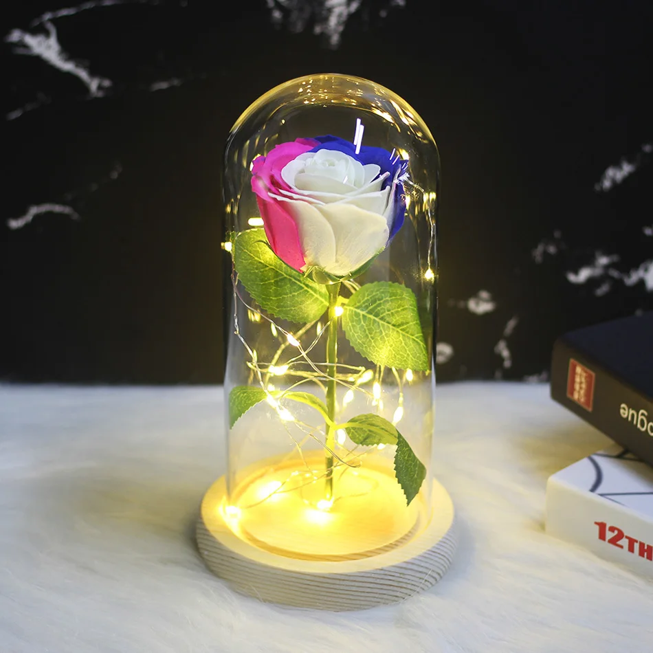 Led красивая роза и чудовище художественно оформленное мыло цепочка цветов свет настольная лампа Романтический День Святого Валентина подарок на день рождения, Декор