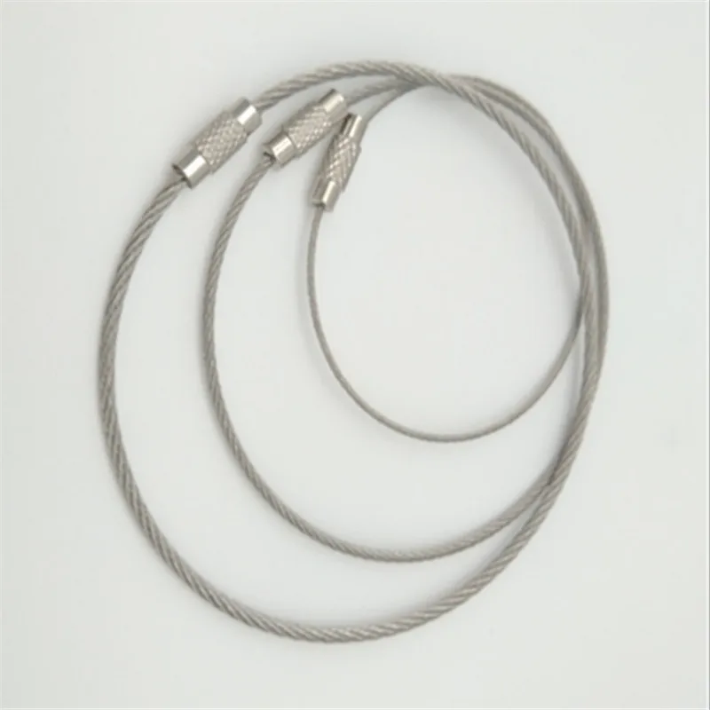 10 шт 1,5/2 мм EDC брелок тег веревка из нержавеющей стали кабель петля винт устройство блокировки Кольцо Брелок Круг лагерный канат фитинги