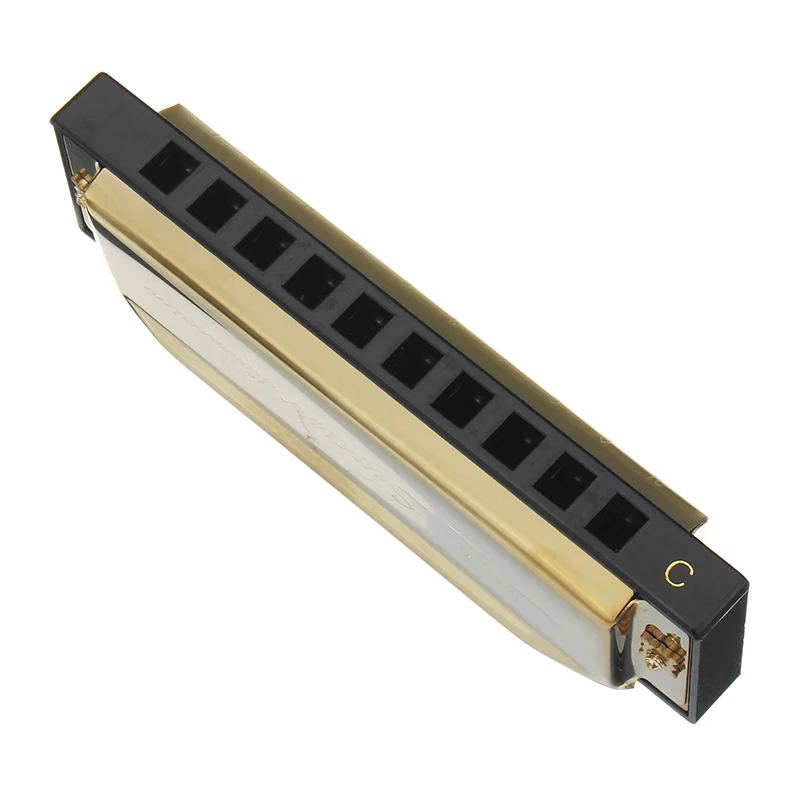Harmonica Blues Harp золотой цвет 10 отверстий 20 тонов Клавиша C mouth Organs гармошки для блюза