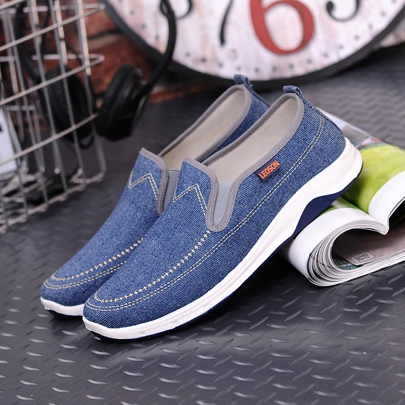 CUWHF 2019 New Spring/Autumn Fashion Denim Shoes For Student Solid Fabric Loafers Men Slip-on Shallow Simple Style Flat Sneakers | Обувь