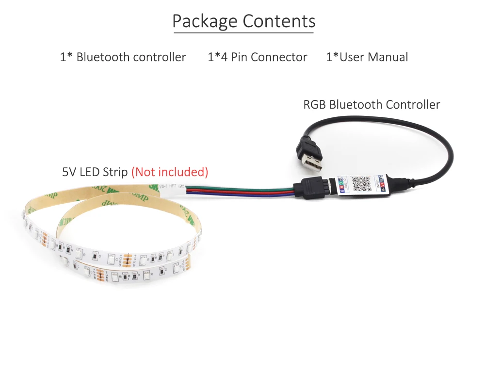 USB RGB контроллер Bluetooth LED DC 5V 6A Светодиодная лента мини музыкальный беспроводной