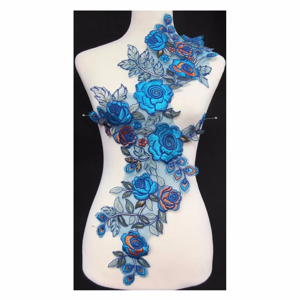 Новинка 2017 года бесплатная доставка 1 шт. x голубое/оранжевое цветочное кружево