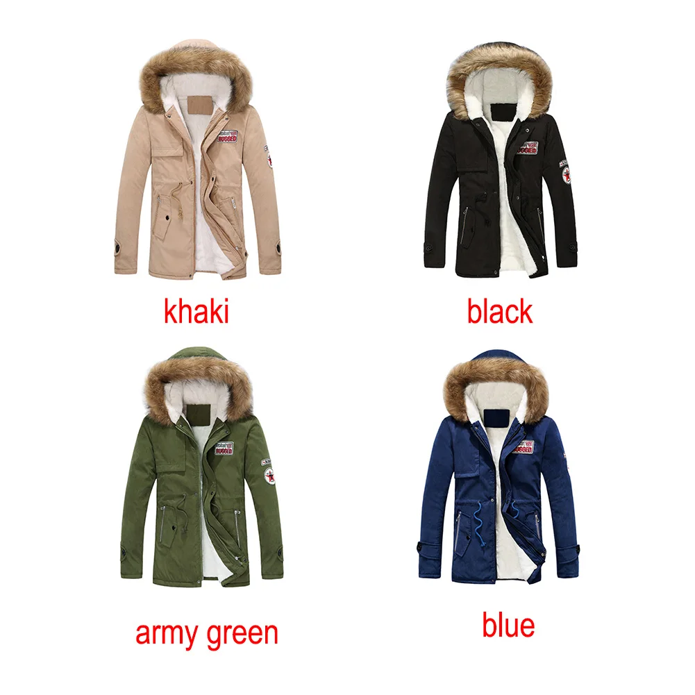 Man Parka Coats Winter Jacket Men Slim Thicken Fur Hooded Outwear Warm Coat Brand Clothing Casual Mens Veste Homme Top 1010 | Мужская
