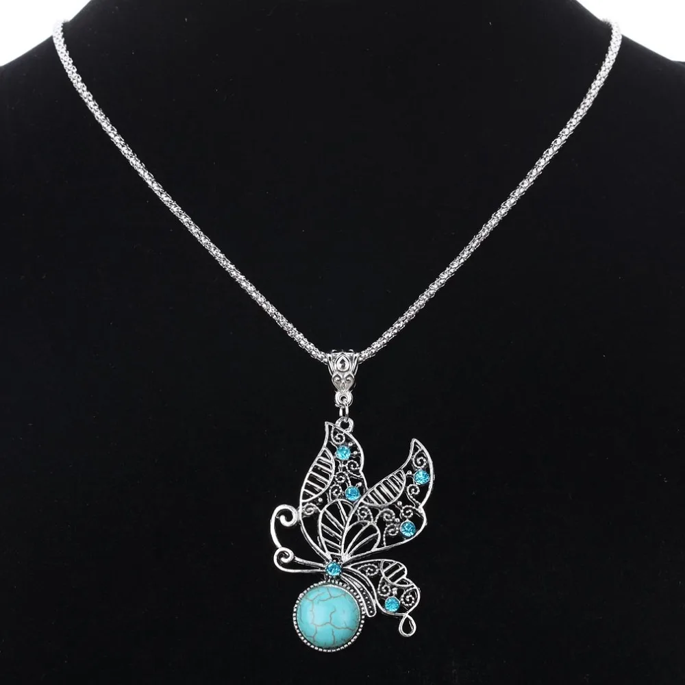 Натуральный зеленый камень кварц Милая бабочка кулон ожерелье ювелирные изделия