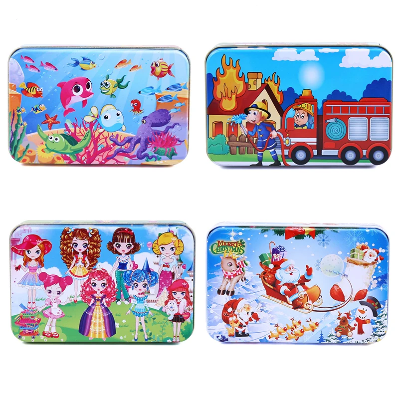 60 деревянных пазлов железная коробка цифровые когнитивные игры