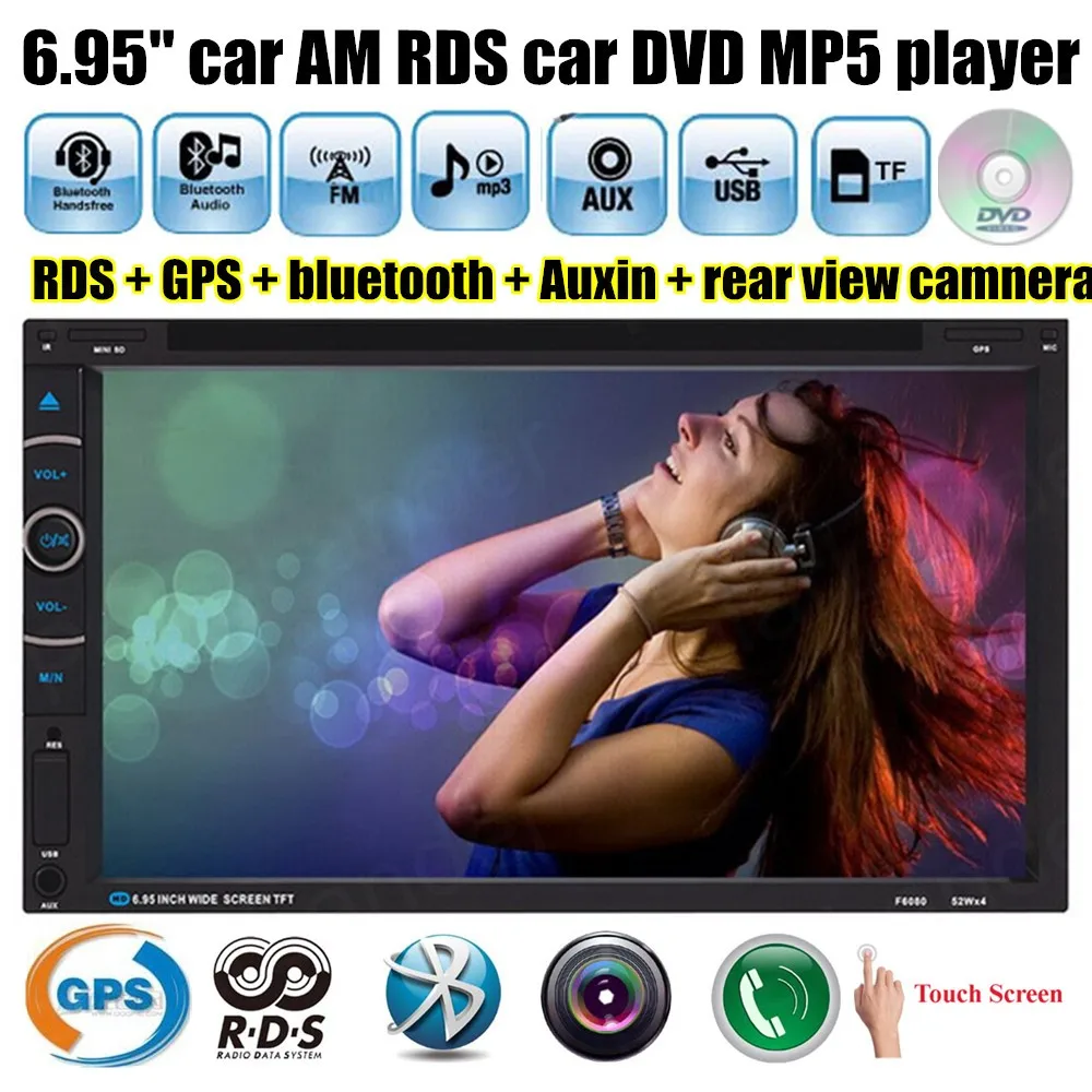 Поддержка AM FM RDS 2 DIN автомобильный DVD плеер MP4 MP5 сенсорный экран Bluetooth TF Auxin 6 95