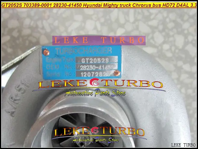 Турбокомпрессор GT2052S 703389-0001 703389-0002 28230-41450 703389 Для Hyundai Might Truck Chrorus bus HD72 D4AL 3.3L 122HP |