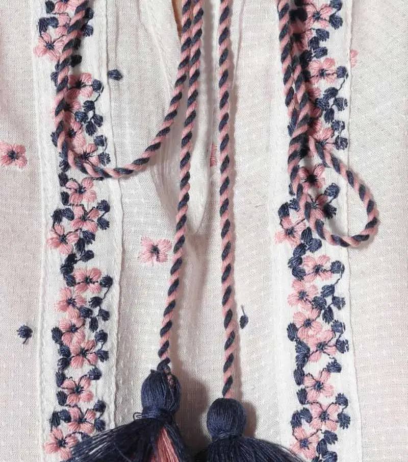 Богемный Вдохновленный Белый Летний платье цветочные Вышитые кисточкой