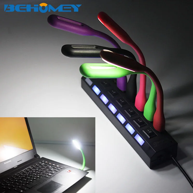 2pcs Behomey USB Mini Lamp Ultra Bright 1.2W Usb Led Light for Notebook Computer Laptop PC Portable Flexible Metal Neck Foldable | Лампы и