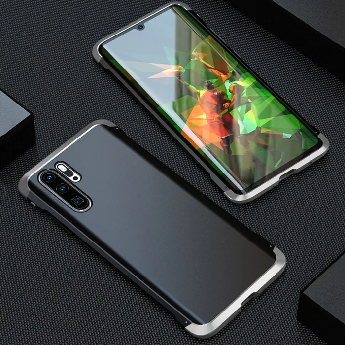Black Silver Для huawei P30 Pro Чехол Аксессуар Роскошный тонкий металлический алюминиевый сплав жесткая задняя панель из поликарбоната ударопрочный Броня чехол для телефона P30 - Цвет: Black Silver