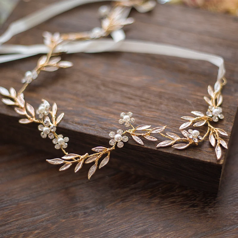 Невесты Дневники Boho сусальное золото свадебный оголовье горный хрусталь опал