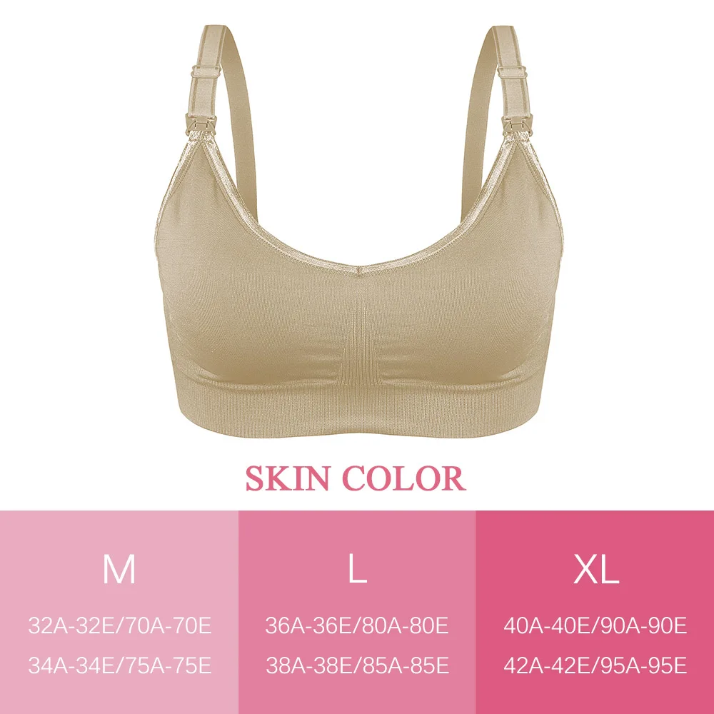 Skin bra Бюстгальтер для беременных+ трусики, Одежда для беременных, дышащий Женский Бюстгальтер для кормления грудью, нижнее белье, анти-провисание, нижнее белье размера плюс - Цвет: Skin bra