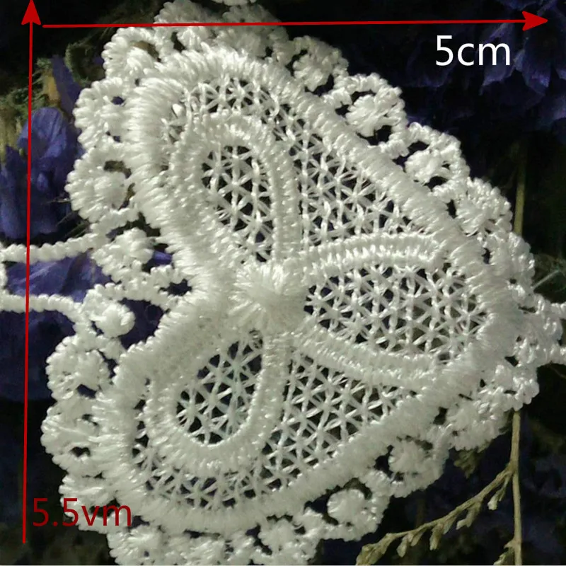 10x Сердце 3D 5 5x5 см Хлопок шестигранный цветок вышитый кружевной отделкой