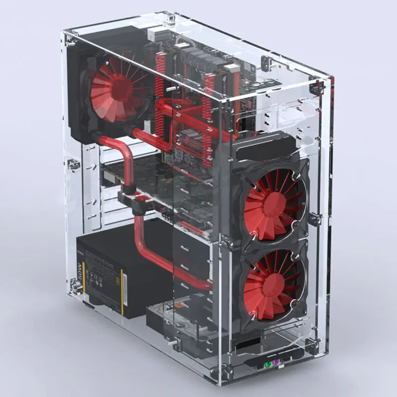 Новейшие настольные компьютеры акриловые прозрачные вертикальные Micro/ATX компьютерные корпуса башни из оргстекла USB3.0/аудио Hands-on в сборе