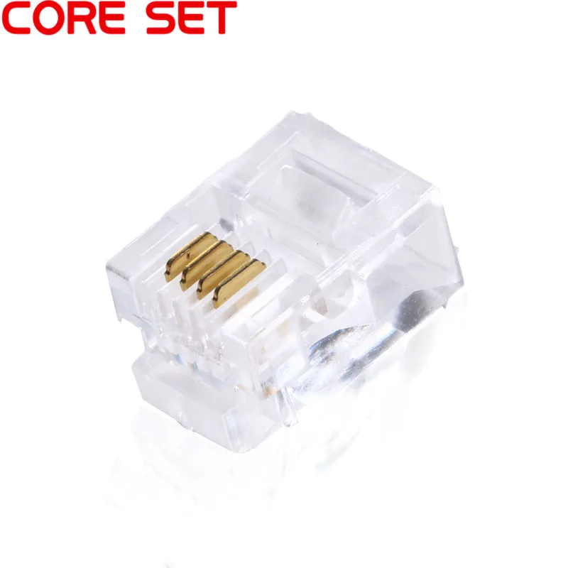 100 шт./лот разъем RJ11 4 контактный Модульный Телефонный Кристальный 6P4C как твердые