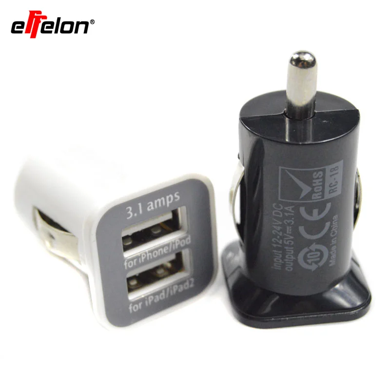 Effelon 5 В 3.1A 2 порта Dual USB Автомобильное зарядное устройство 3100 мАч для iphone 4 4G 4S Ipad 1 3