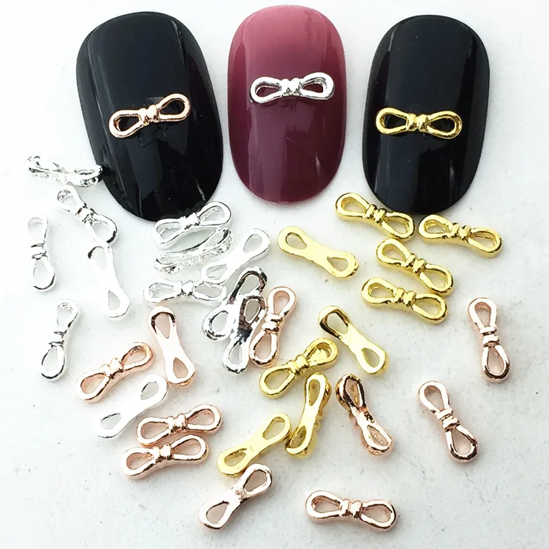 50 шт./упак. Japan 3D украшения для ногтей металлические аксессуары кавайный бант