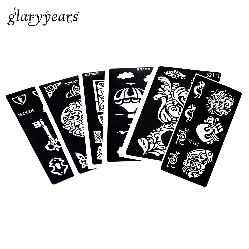 6 листов трафарет для татуировки хной огненный шар дизайн аэрографа живопись на