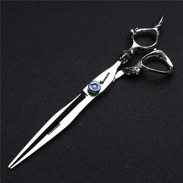 7 inch white cutting Профессиональные ножницы для стрижки собак, ножницы для грумера, 7 дюймов, острые ножницы для стрижки жениха, кошки, волос, Парикмахерская, гравировка логотипа - Цвет: 7 inch white cutting