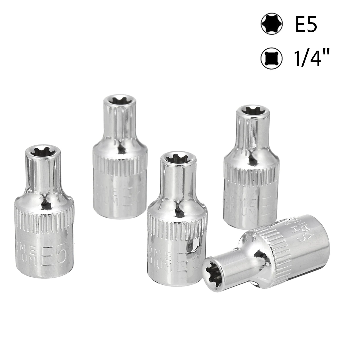 E5 5 шт. 1/4 привод E Тип Torx звезда торцевые Биты Набор E4 E5 E6 E7 E8 ручные инструменты для ремонта квадратное отверстие - Цвет: E5