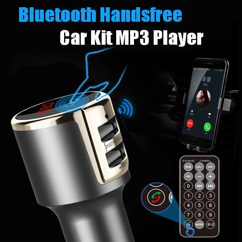 JINSERTA Bluetooth FM трансмиттер автомобильное быстрое зарядное устройство с двойным USB