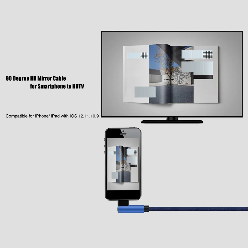 Нейлоновый Плетеный USB в HDMI конвертер для Apple Lightning кабель Цифровой AV адаптер iPhone 8