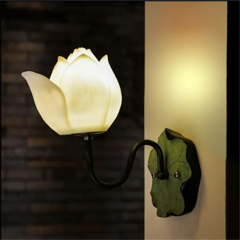 Классический китайский Лотос светодиодный настенный светильник для спальни