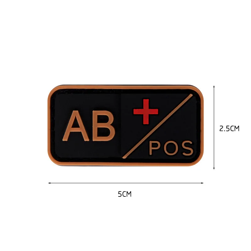 3D ПВХ A+ B+ AB+ O+ Положительный POS A-B-AB-O-отрицательный NEG Тип крови группа патч для одежды Военный резиновый нагрудный знак крючок и петля