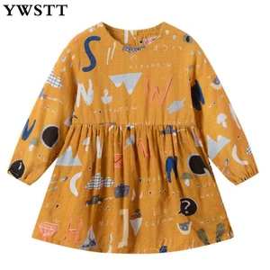 YWSTT Spring Girl Print Dress 2019 New Multi-Color Girl Princess Long Sleeve Dress Girls Party Costume Girls Cotton Dresses