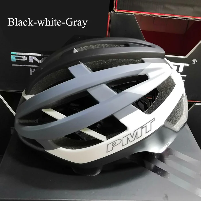 Black-gray PMT дорожный велосипедный шлем M L, велосипедные шлемы для мужчин, MTB горный велосипед, шлем для женщин с воздушными отверстиями, Сверхлегкий, 230 г - Цвет: Black-gray