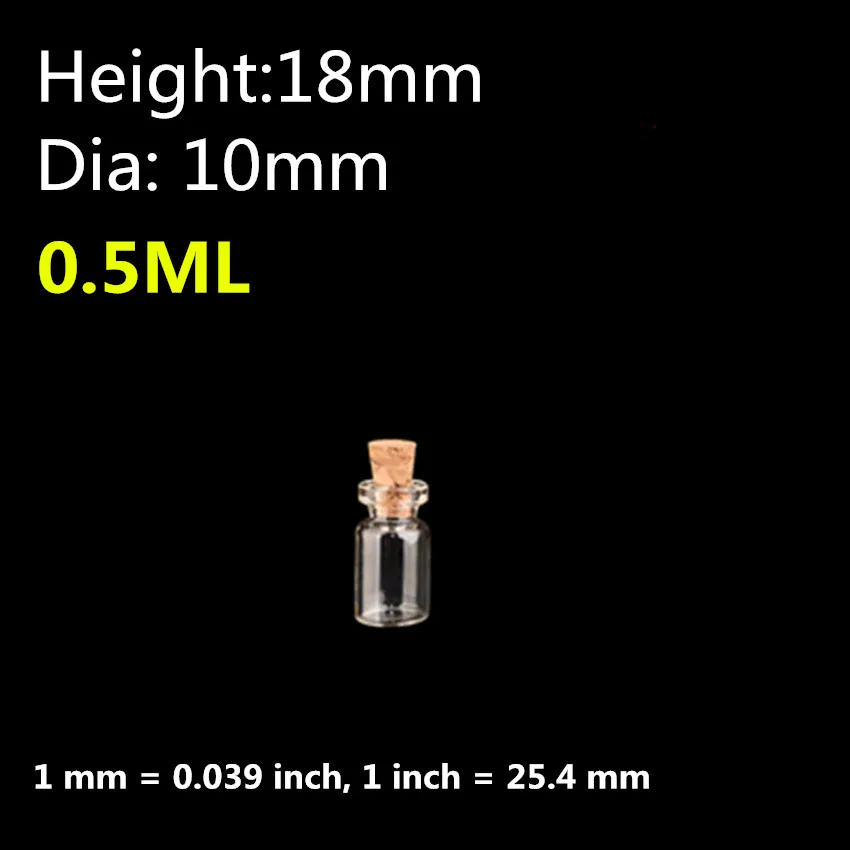 

100pcs 0.5ml Mini Small Glass bottles with Cork Tiny Bottle Mini Glass Tube Bottles with cork for Arts jewelry Decoration