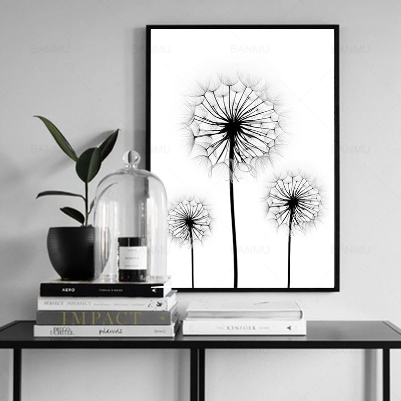 Скандинавская Картина на холсте Одуванчик и любовь художественный печатный