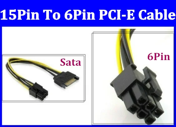 Кабель питания для видеокарты 15 контактов SATA 6p PCI Express 10 шт.|video card power|sata powergraphics power