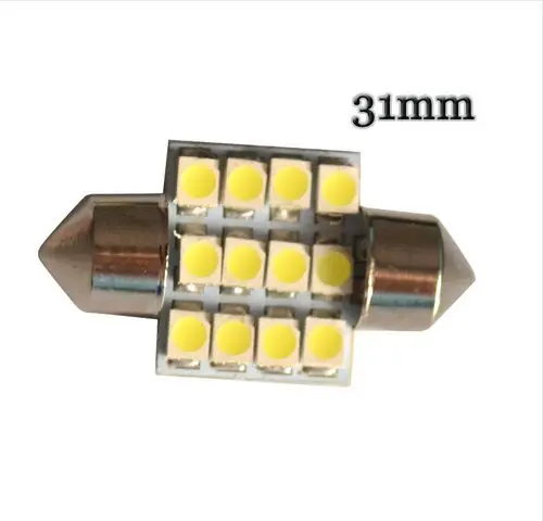 100 unids 12 светодиодный 3528 SMD 1210 31 36 39 41 мм Автомобильный светильник для интерьера