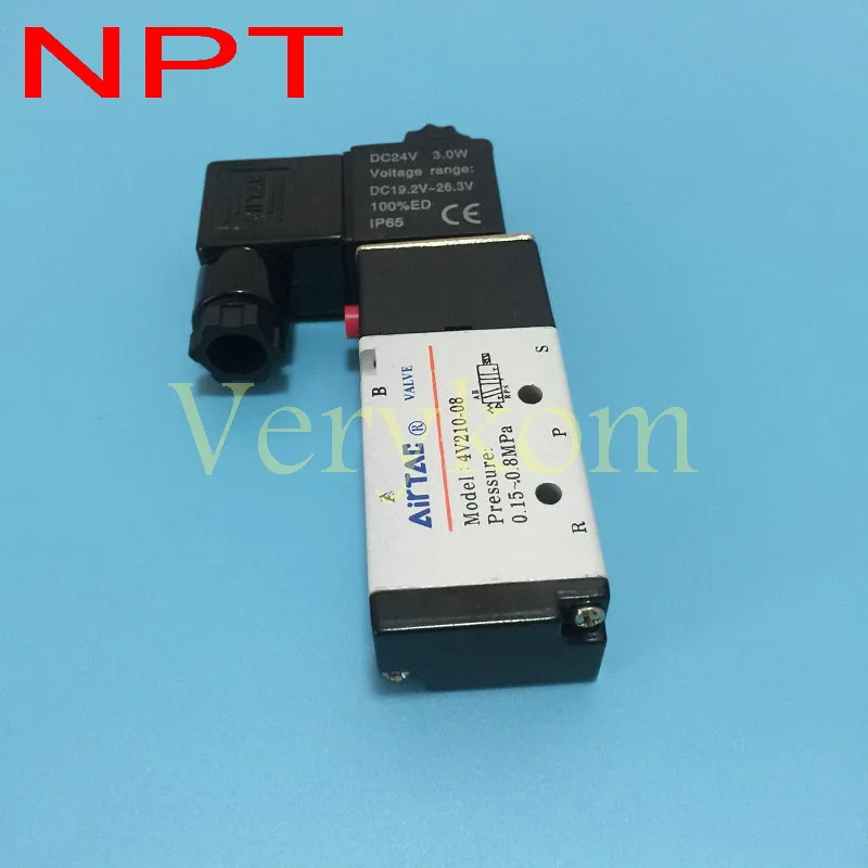 Оптовая продажа 200 шт./лот 1/4 &quotNPT 4V210 08 2pos 5 портов dc 12v 24v ac 110v 220v DC24V NPT рынок США и