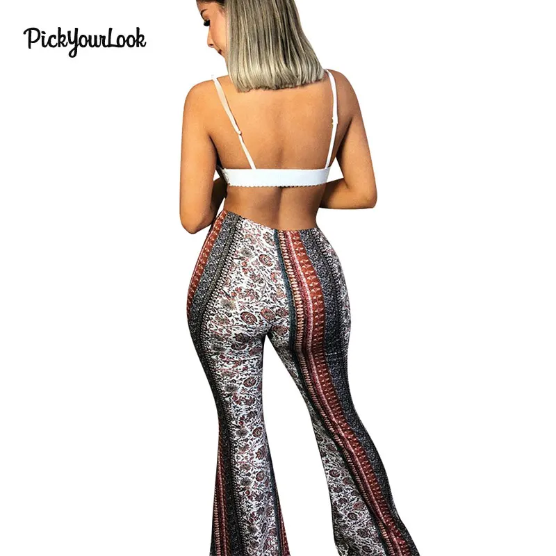 Pickyourlook женские брюки длинные расклешенные эластичные сексуальные винтажные