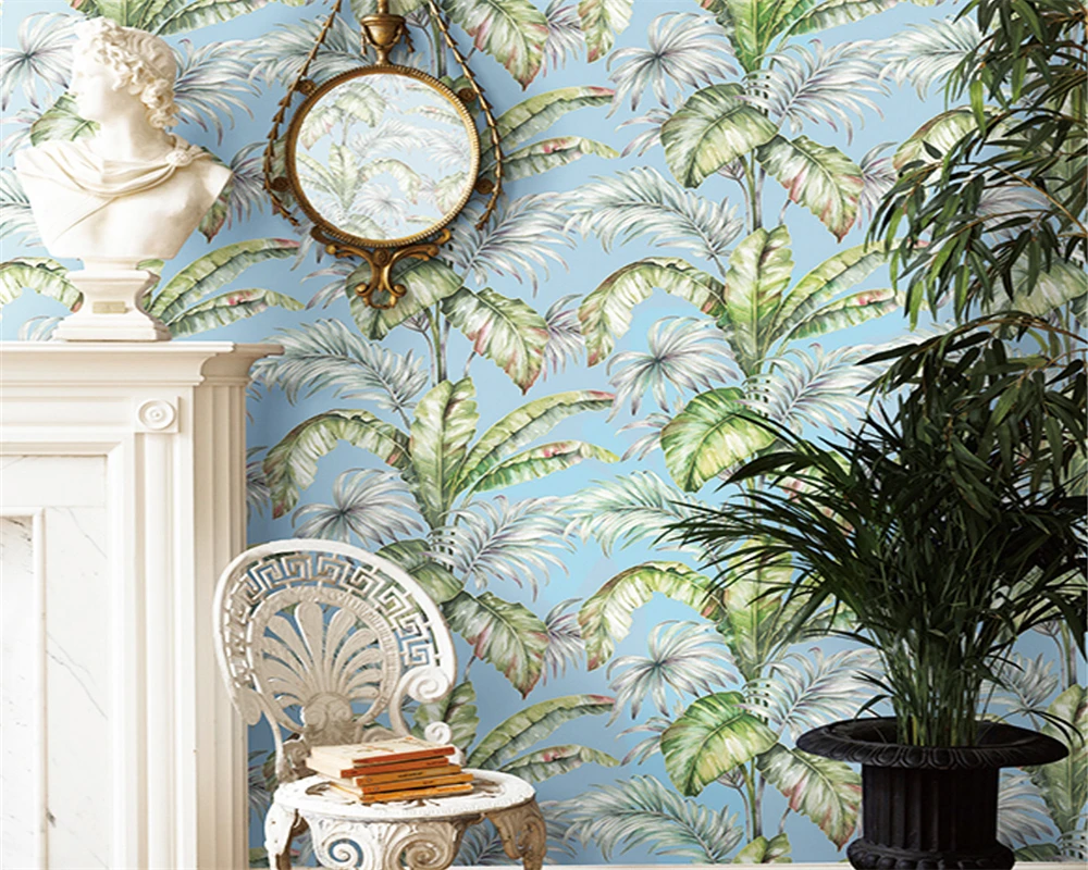 

Beibehang Southeast Asian style wallpaper tropical rainforest banana leaf bedroom living room TV background wall 3d wallpaper