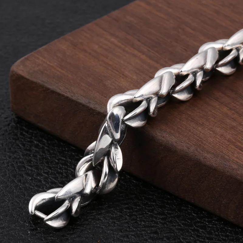 2019 S925 Sterling silver bracelet for men Father's Day Gift Jewelry Heavy Duty Men's Bracelet 20CM Vintage Punk Style charm new |