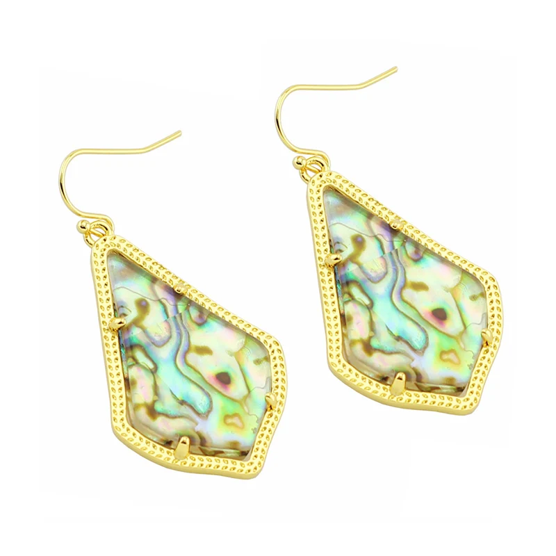 Модные аксессуары KS Alex полудрагоценные серьги золотого цвета современные