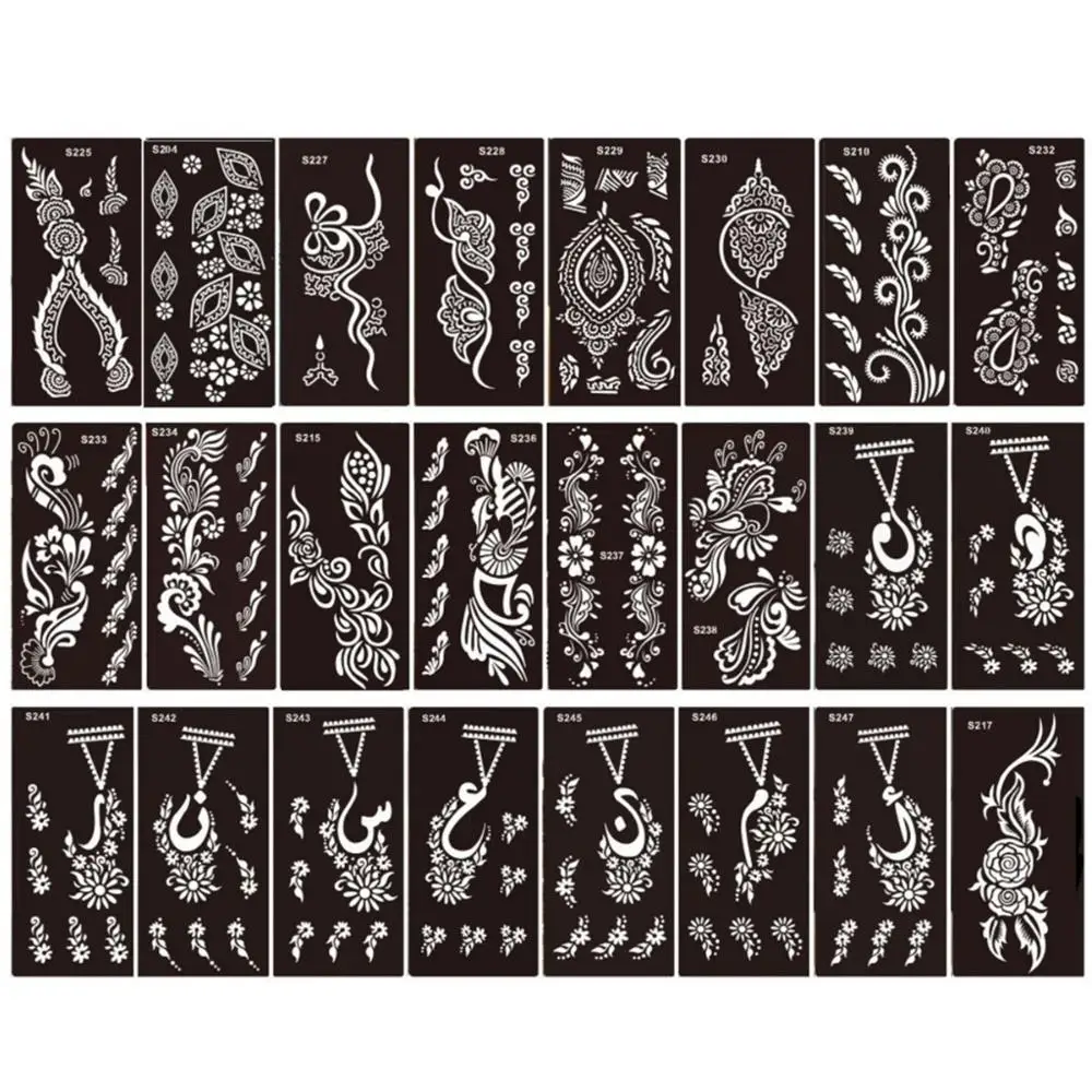 

10pcs Flower Temporary Tattoo Stencil Template Mehndi Henna Art Airbrush Painting Disposable Mehndi Stencils Templates Glitter