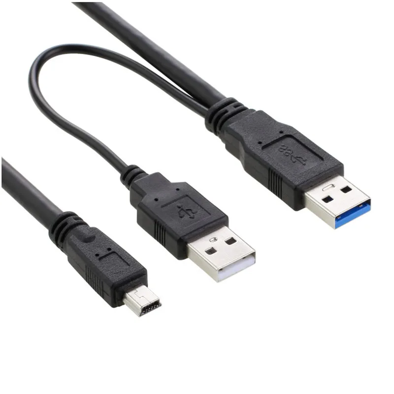 USB 3 0 блок питания Y кабель два A штекер к mini 10pin для внешнего жесткого диска|Кабели