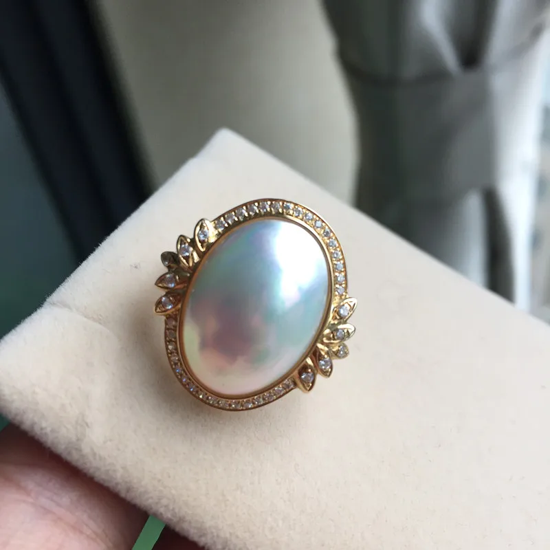 Женское кольцо с натуральным жемчугом овальное в стиле ретро|pearl ring|ring styleretro style |