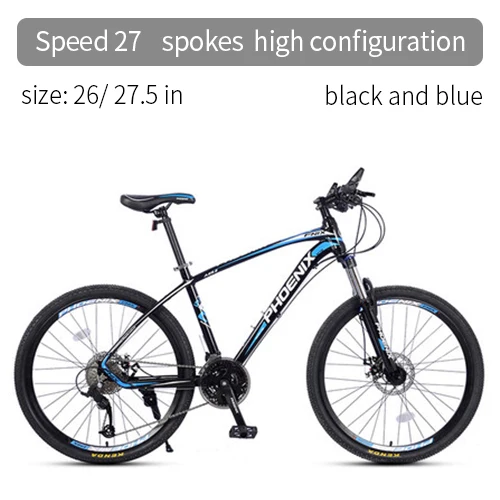 26 spoke black blue Феникс велосипед для мотокросса микро-передача 27 скоростной горный шоссейный велосипед для мужчин и женщин студенческий дисковый тормоз для горного велосипеда гоночный велосипед - Цвет: 26 spoke black blue